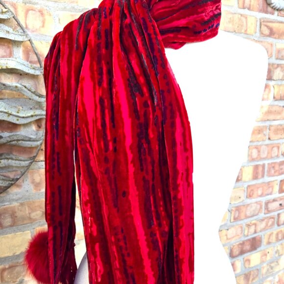 Red Silk Winter Scarf - Picture 1 of 3